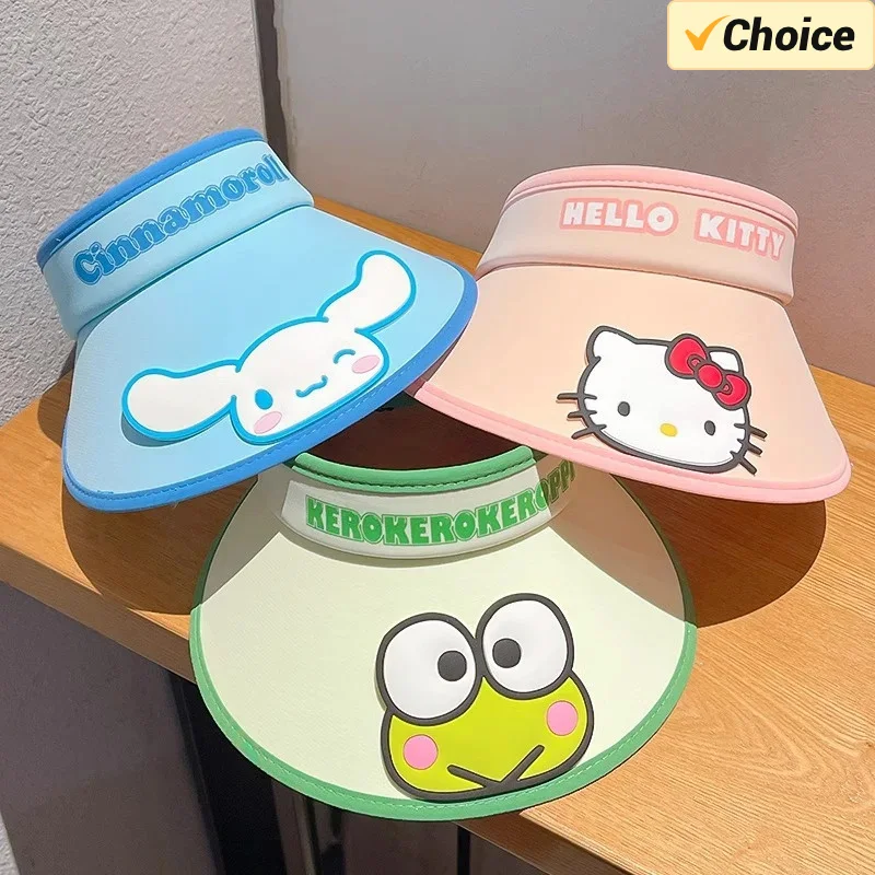 

Sanrio Sunscreen Hat Hello Kitty My Melody Cinnamoroll Kuromi Pochacco Children's UV Resistant Summer Sky Top Sunshade Hat