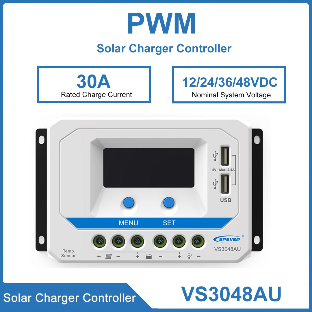 Solar Charger Controller 30A EPEVER VS3048AU Regulator For Solar System Max Pv Input Voltage 96V Fully Automatic Operation Mode