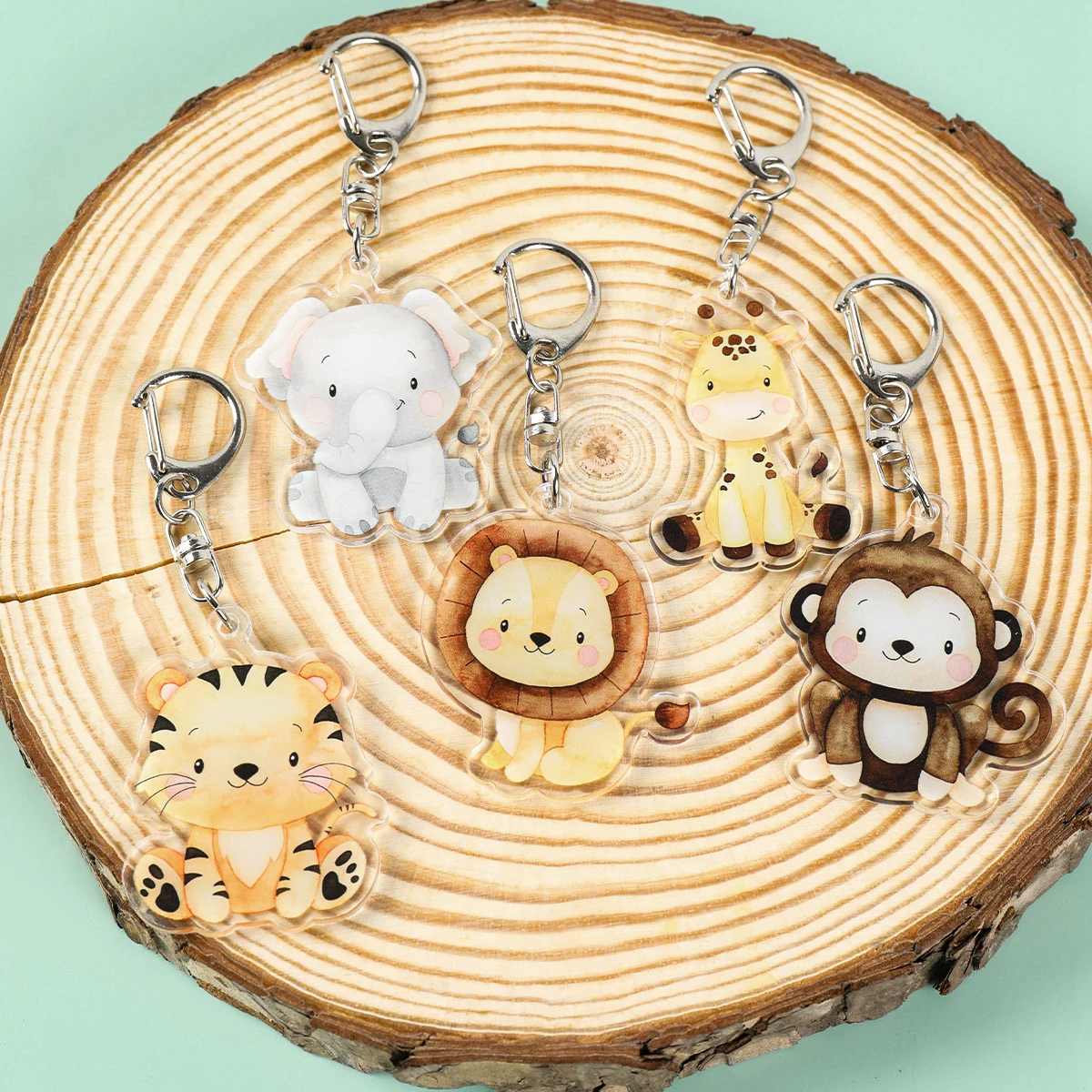 Jungle Animal Party Keychains Safari Birthday Party Decoration Kids Gifts Baby Shower Jungle Wild One 1st Birthday Supplies