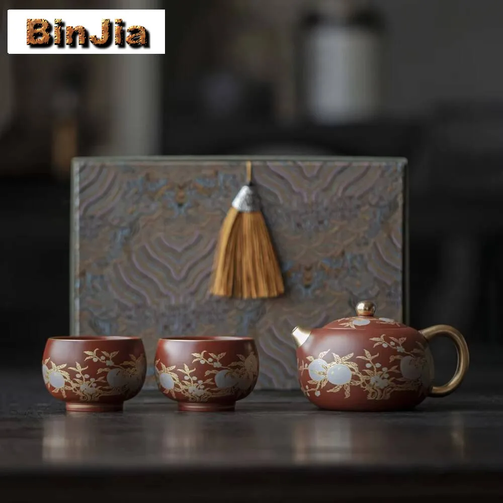 

Бутиковый чайный сервиз из фиолетовой глины Xishi, полная церемония, домашний чайник и чашка, чайная посуда, подарочная коробка для рук