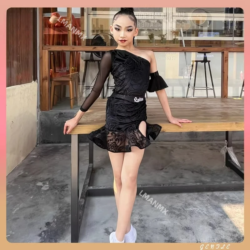 

Summer Mesh Children's Latin Dance Skirt Practice Dress Children's Performance Dress Performance Dress