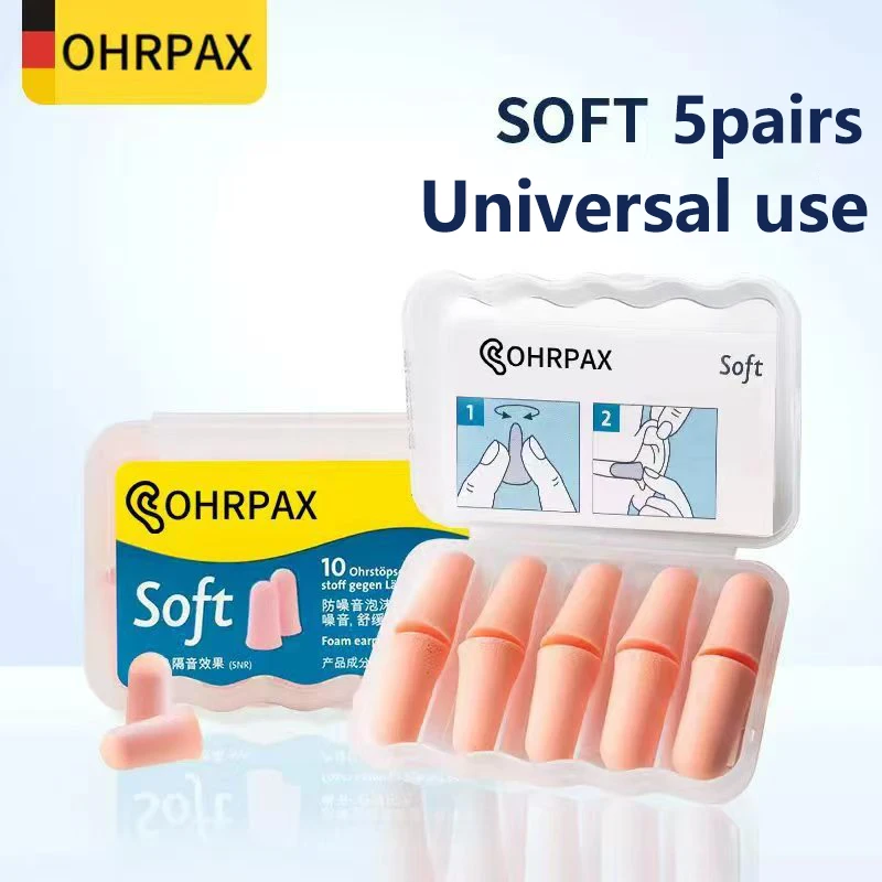 5Pairs Ohropax Soft Foam Earplugs Washable Noise Reduction Ear Stoppers for Travel And Sleeping