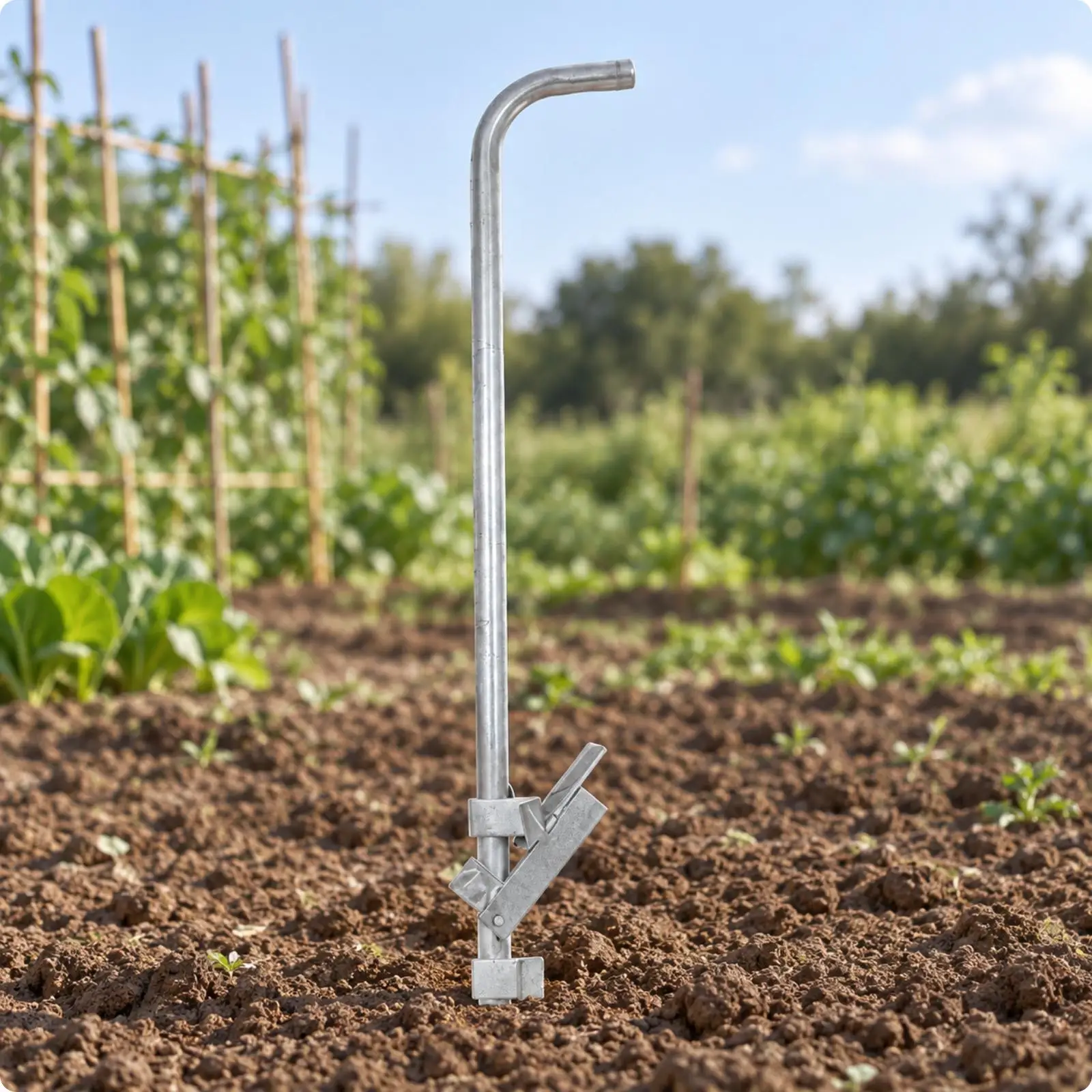 Foot Operated Bamboo Stake Driver for Vegetable Garden Supports and Climbing Plant Poles Heavy Duty
