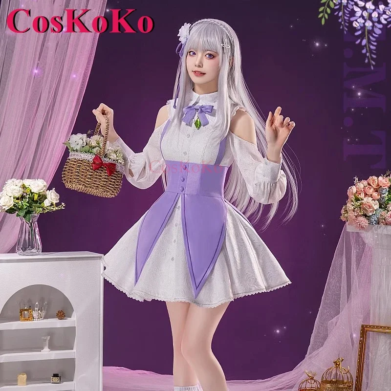 

CosKoKo Emilia Косплей Аниме Re:Life In A другой мир от Zero костюм Palgantong платье Хэллоуин Вечерние