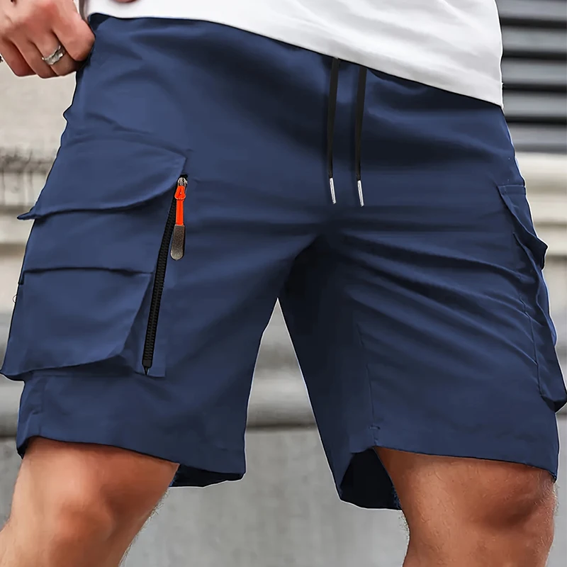 

Mens Cargo Shorts Breathable Zipper Pocket Summer Shorts Climbing Jogger Elastic Waist Sports Wear Casual Short Pants HU2510