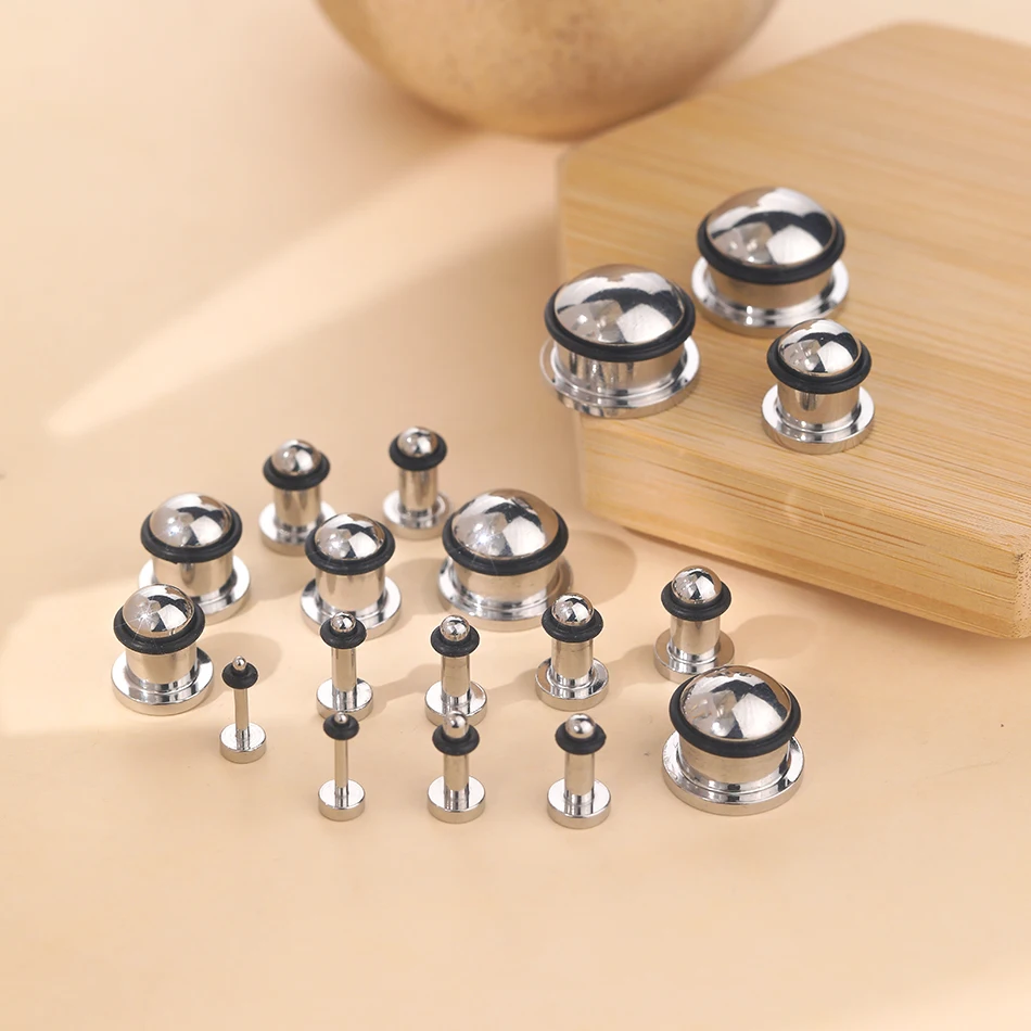 1Pair Stainless Steel Ear Tunnel Earring Plug Gauges Expander Stretcher Ear Taper Body Piercing Jewelry 1.6mm-16mm