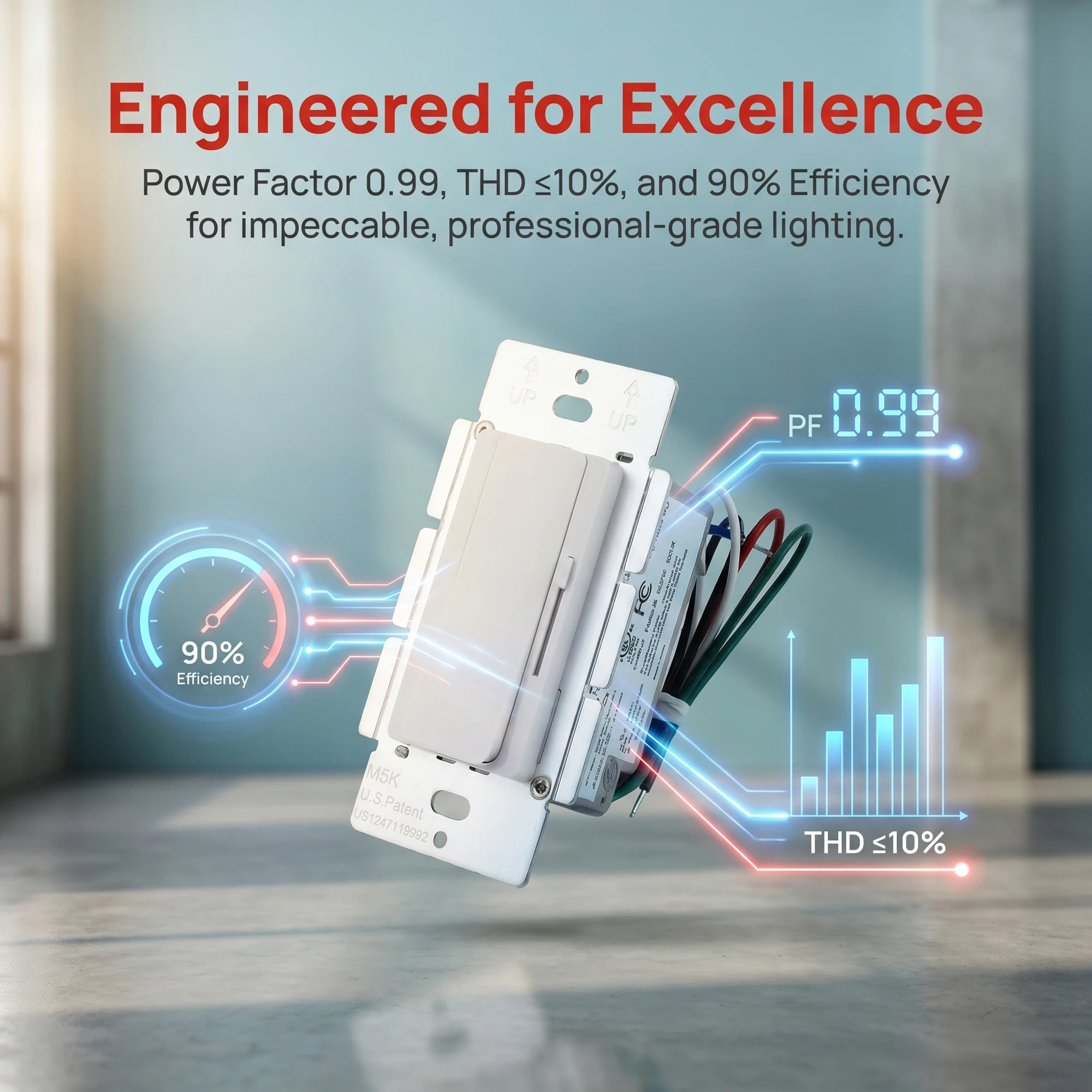 AC120V to DC12V/24V UL Listed Dimmable LED Driver Switch 2 in 1 for Led Lights