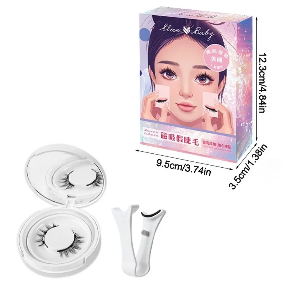 Ensemble de faux cils magnétiques de simulation naturelle, facile à porter, cils de quactus doux, sans colle applicateur, 4 pièces, 1 paire