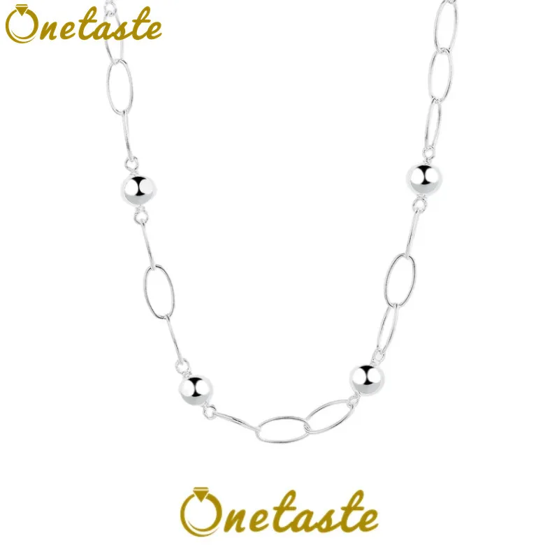

Ожерелье из стерлингового серебра 925 пробы с полой петлей из бисера для женщин, простое модное блестящее колье-чокер с перекрытием ключицы, подарок