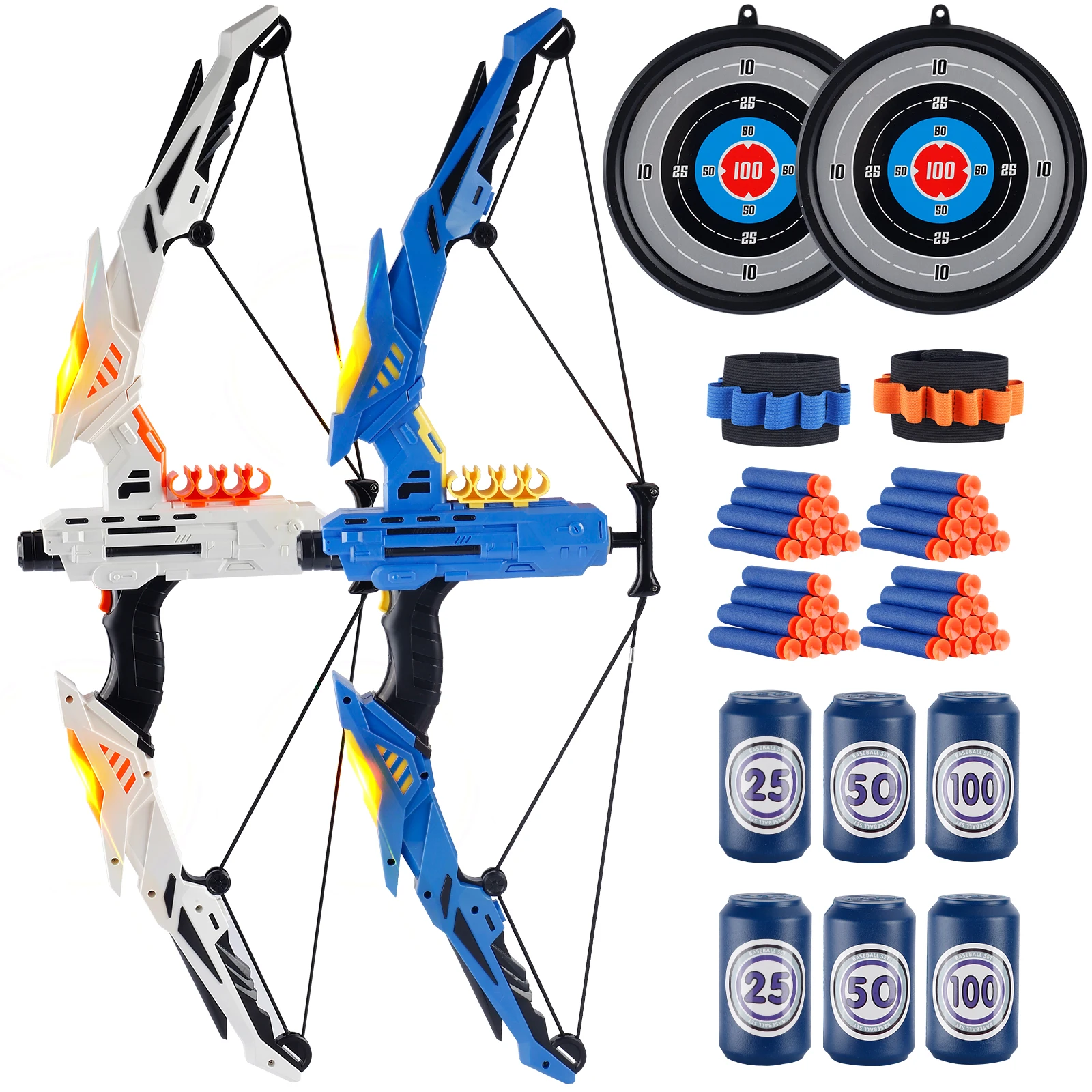 Kids Soft Dart Archery Toy Set with LED Lights,Indoor Outdoor Sports Gift for Boys and Girls,Halloween/Christmas/Thanksgiving