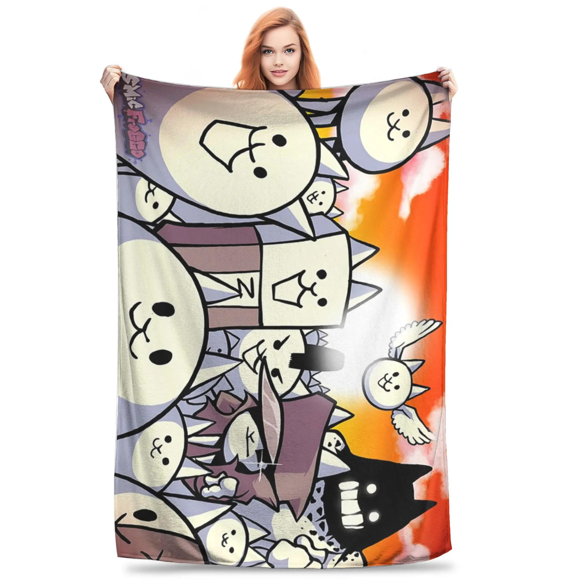 Battle cats doddle Blanket Soft Warm Flannel Throw Blanket Bedding for Bed Living room Picnic Travel Home Couch
