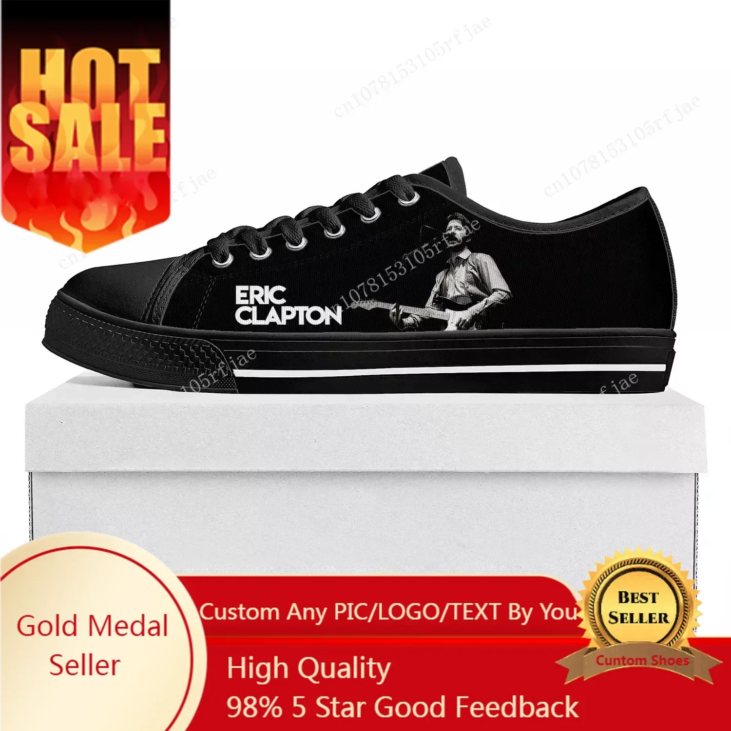 Eric Clapton Rock Musician Guitar Low Top Sneakers Mens Womens Teenager Canvas Sneaker Couple Shoes Custom Shoe
