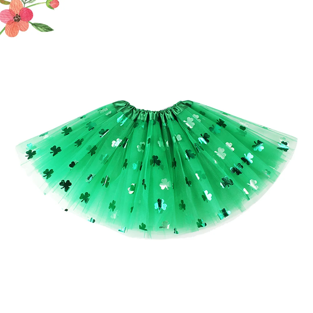 

1pc Tutu Skirt St Patrick'S Tutu 40Cm Green Dance Skirt For Women St Patrick'S Day Costume Party Wear Elastic Waist