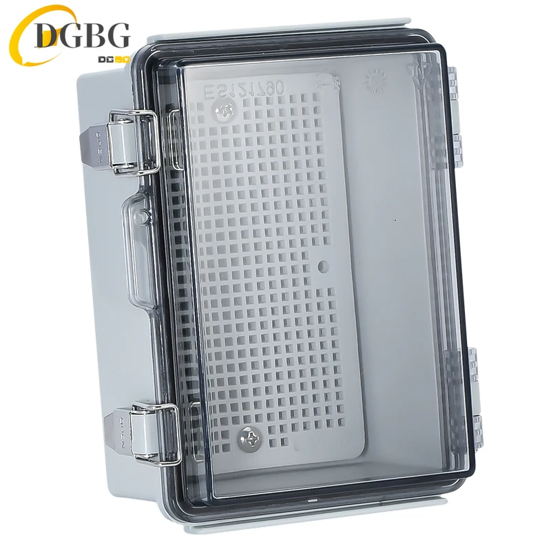 Boîtier de couvercle gris/Transparent étanche IP67, boîte de jus en plastique ABS, boîtier de charnière pour instruments électroniques d'extérieur