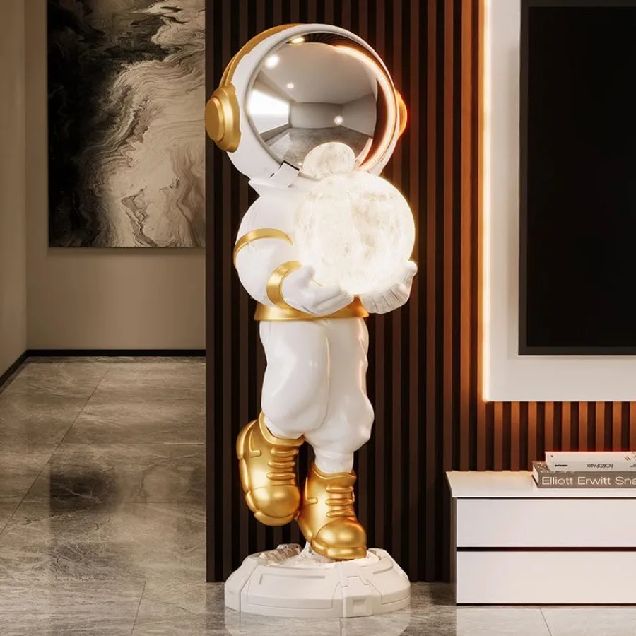 Estatua de Astronauta, Escultura de Astronauta, Decoración para el Hogar, Escultura Metálica con Máscara, Figura Decorativa de Astronauta Grande