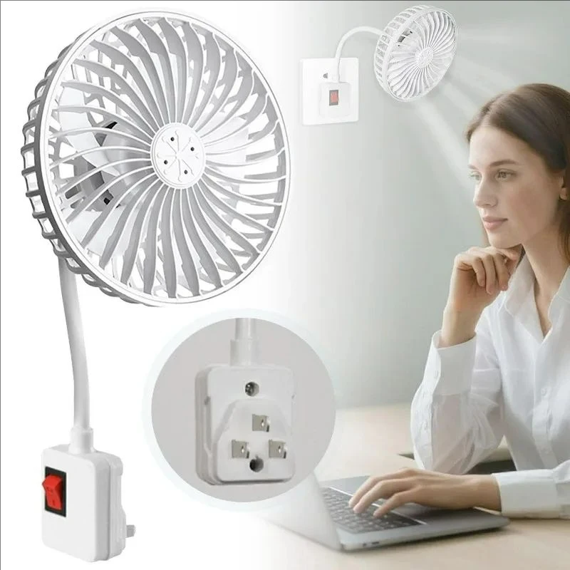 1/2pcs 3-Prong Plug Design Fan Cooling Space Saving Energy Efficient Fan 360 Degree Adjustable Wall-Mounted Quiet Operation Fan