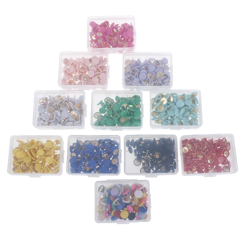 100 Stück/Set bunte Metall Push Pins Papier Karte Kork Board Kappe Kopf Befestigung Daumen Reiß nägel Pin Büro Schul material
