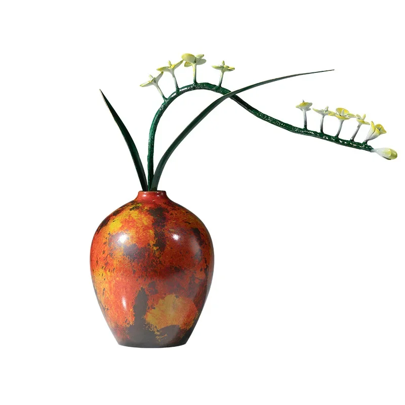 

Colorful orchid copper ornament orchid bottle flower arrangement living room TV cabinet porch desktop