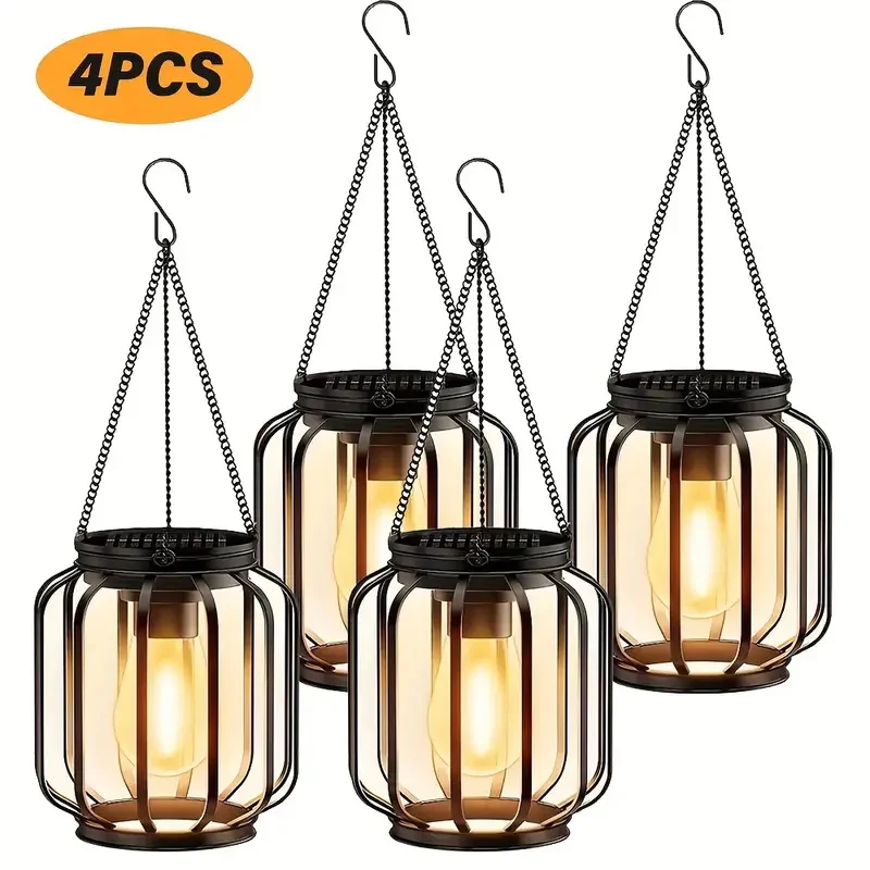 Solar Lanterns Outdoor Lights, Brighter Hanging Solar Lights Outdoor Waterproof, Auto On/Off Outdoor Solar Lights for Garden