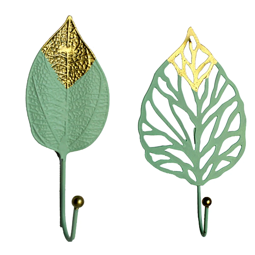 

2 Pcs Wall Hook Hanging Coat Leaf Hooks Clothing Clothes Hangers Hat Single Decorative