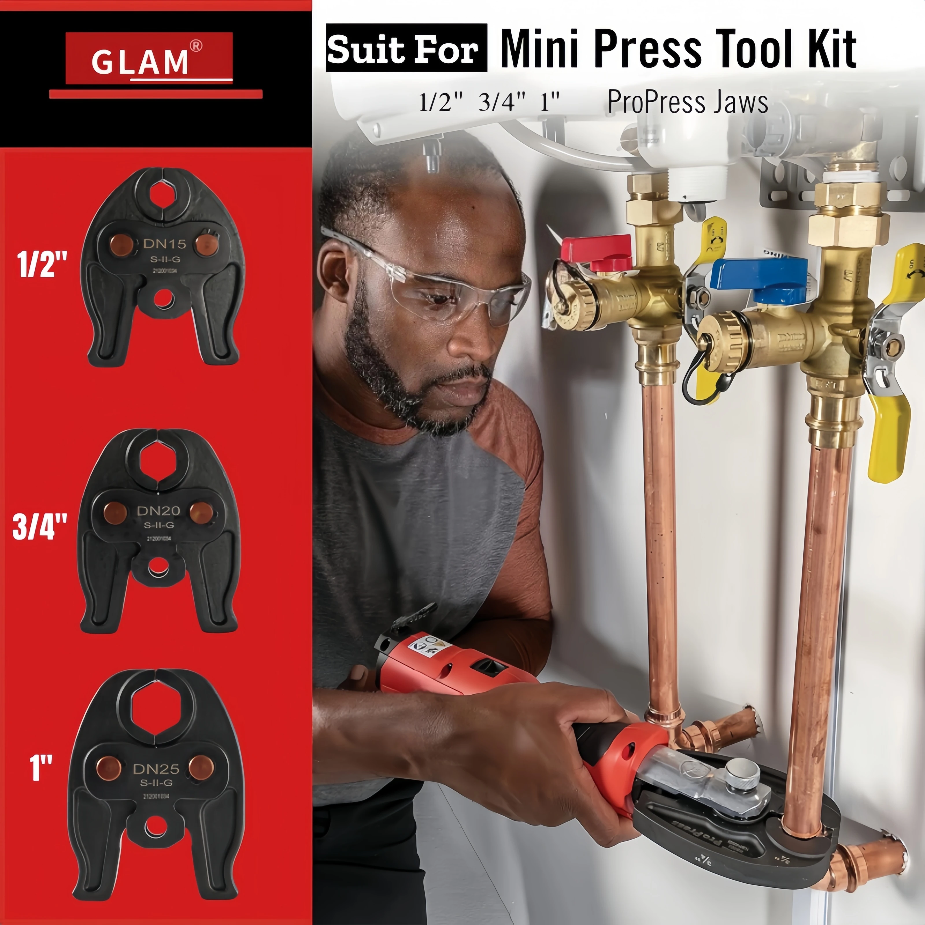 

Series II Hydraulic Plumbing Tool ProPress Jaws Alloy Steel Pipe DN20/3/4'' 22.2mm Outer Battery Operated Hydraulic Tools