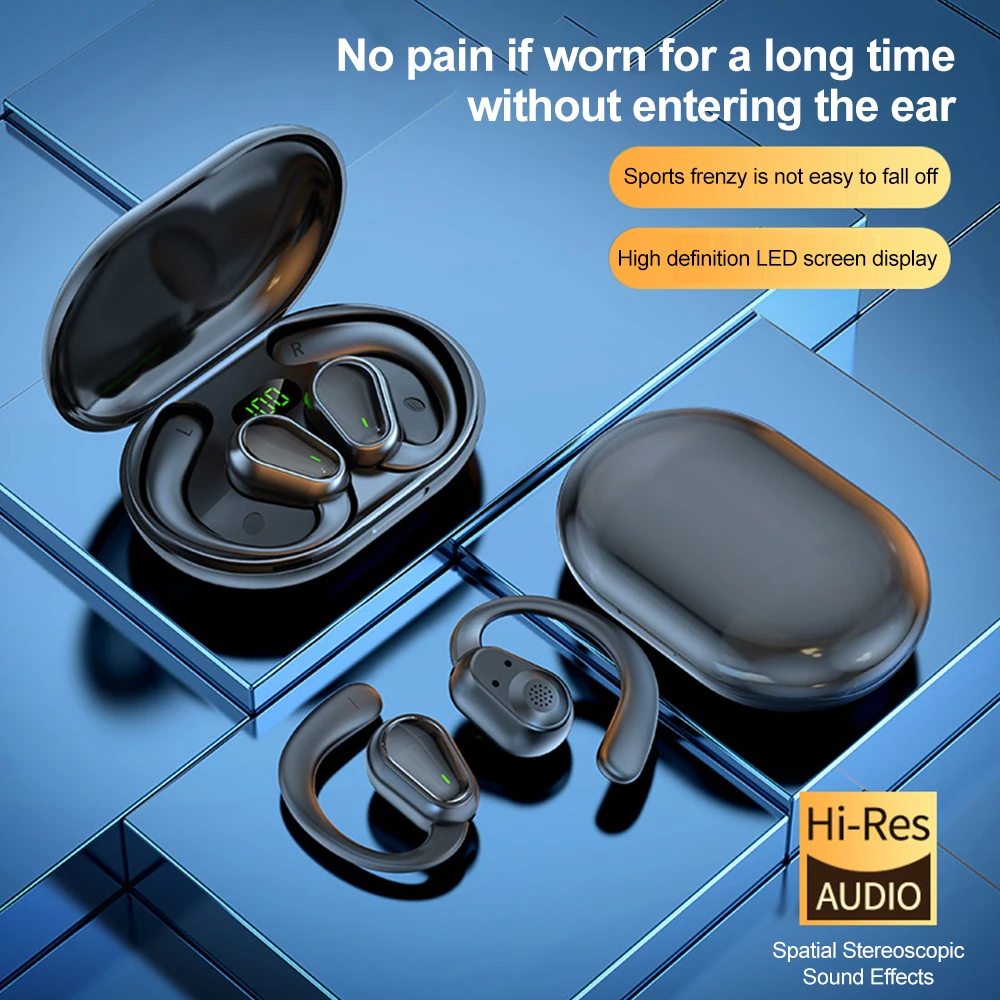Casque OWS sans fil Bluetooth 5.3, lumière tactile, mini bouchons d'oreille de haute qualité, anti-transpiration, qualité sonore HD, casque stéréo universel