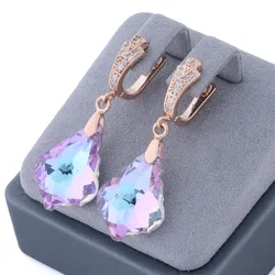 Luxury Designer Jewelry Trend Big Unusual Earrings For Women 585 Rose Gold Color Fashion Earrings 2023 High Quality