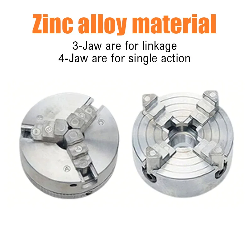 Zinc Alloy 3-Jaw 4-Jaw Self Centering Chuck Connecting Rod Wood Turning Chuck Optional Clamp Accessory for Mini Metal Lathe