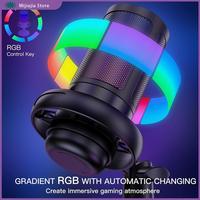 USB Condenser Metal Microphone Professional Recording Streaming With RGB Light Desktop Podcast Microphone, Easy To Use Durable