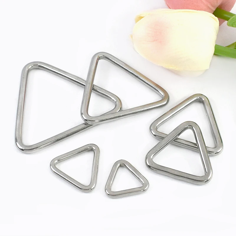 2/5/10P 304 Stainless Steel D Ring Buckles Webbing Strap Connectors Hook Dog Collar Triangle Rings Buckle Bag Hanger Loop Clasp