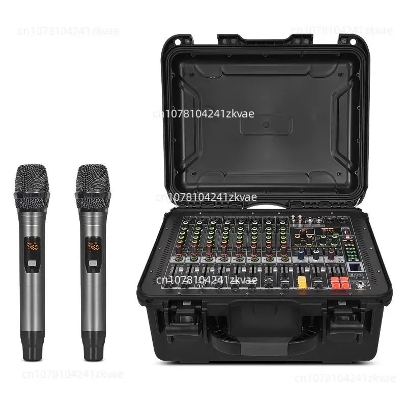 

Professional 8-Way Mixer with Amplifier All-in-One Flight Case High-Power School Stage Performance Wedding
