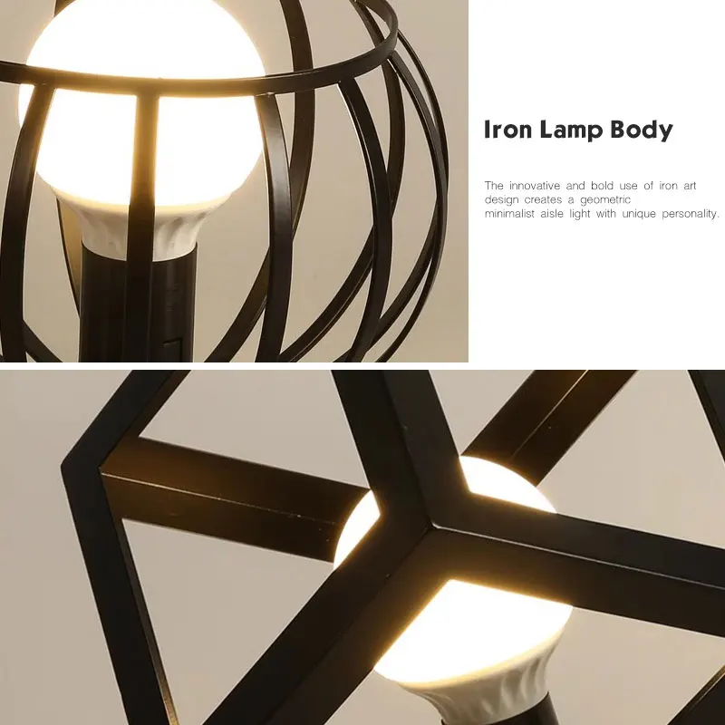 Vintage E27 Ceiling Lights Ceiling Lamps For Corridor Foyer Aisle Black Metal Indoor Cage Chandelier Lighting Fixures for Home