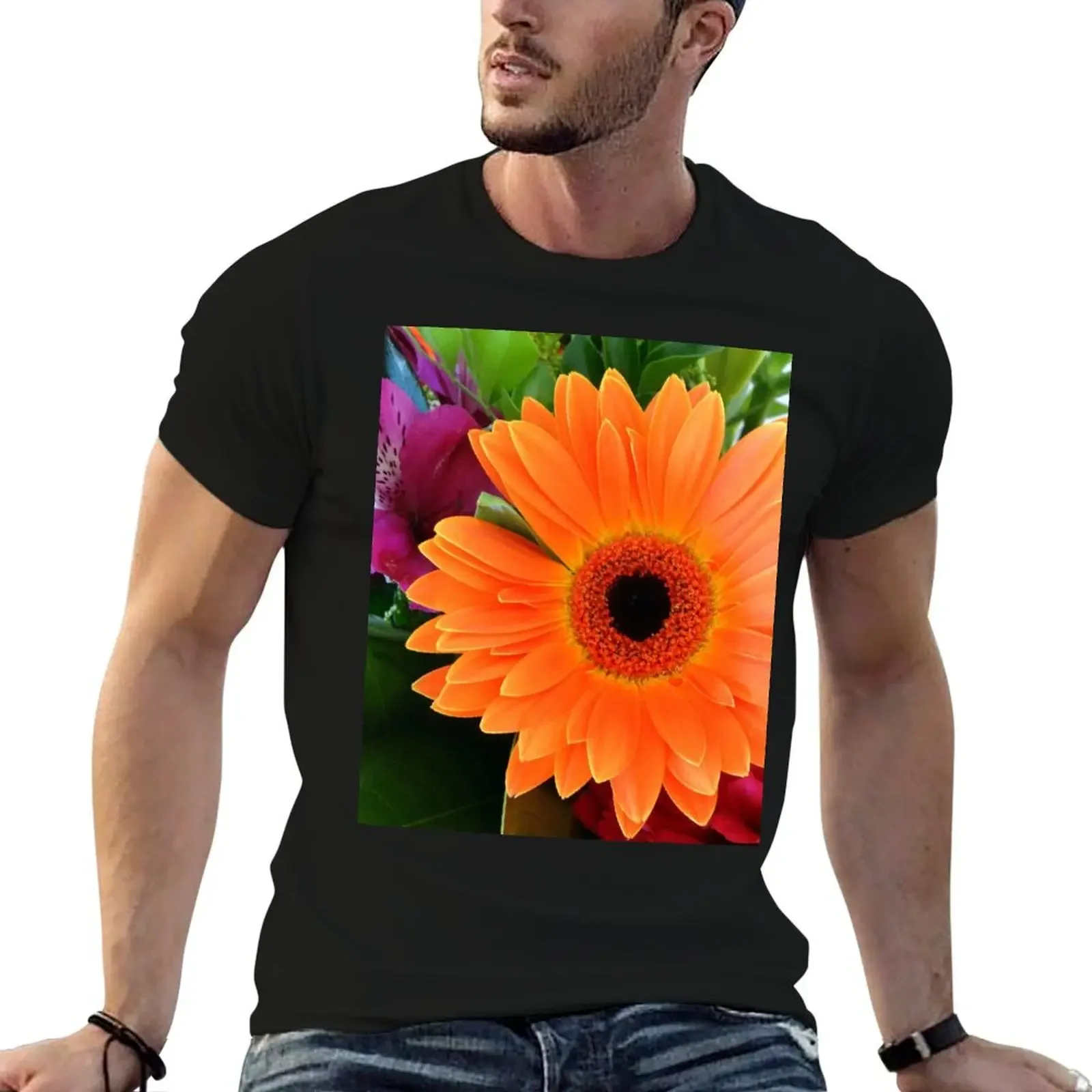 Orange gerbera T-Shirt street wear anime t shirts t shirts for men