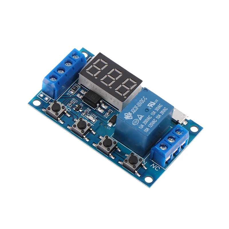 DC 6-30V Support Micro USB 5V LED Display Automation Cycle Delay Timer Switch Off Time Relay Overvoltage Protection Controller