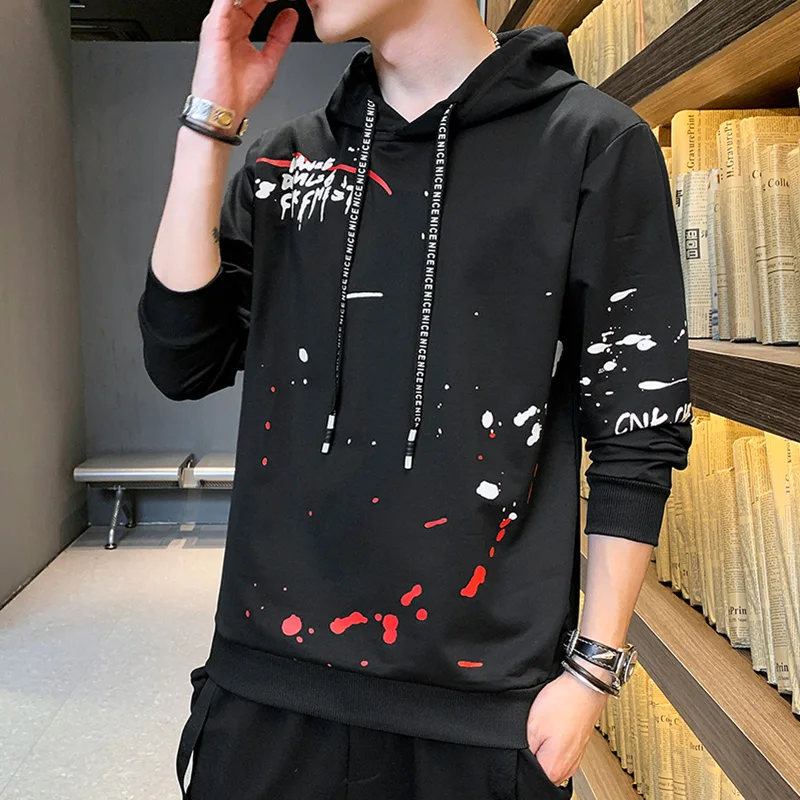 2024 Mens Hoodies 2021 Summer Black Print Short Sleeves Sweatshirt Hip Hop Harajuku Japanese Streetwear