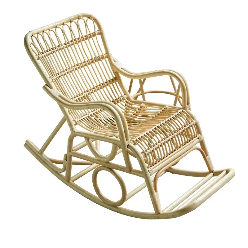 كرسي هزاز من الخيزران الاسكندنافي ياباني للترفيه المنزلي والشرفة كرسي أريكة كسول خارجي #1