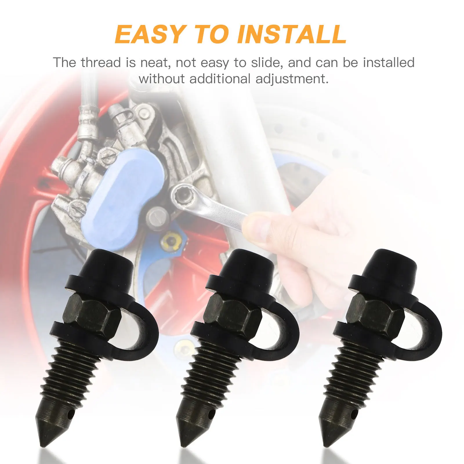 

4Sets Motorcycle Brake Bleeder Screw Nipples Dust Caps Strong Plastic Steel Front Rear Brake Line Caliper Bleed Screw Bolts