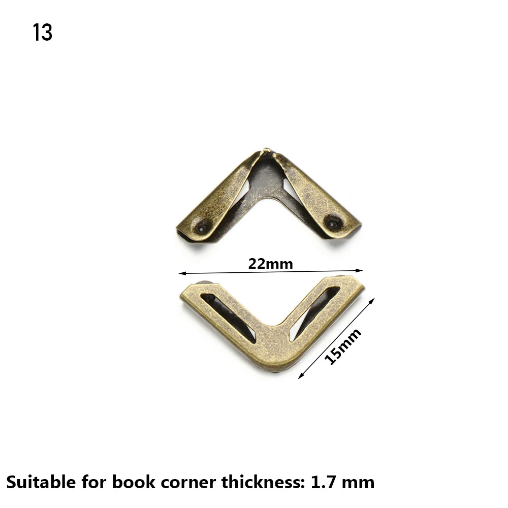 4 pezzi di decorazione per menu di libri retrò, protezione per angoli di libri, angoli metallici, album fotografici, accessori per album