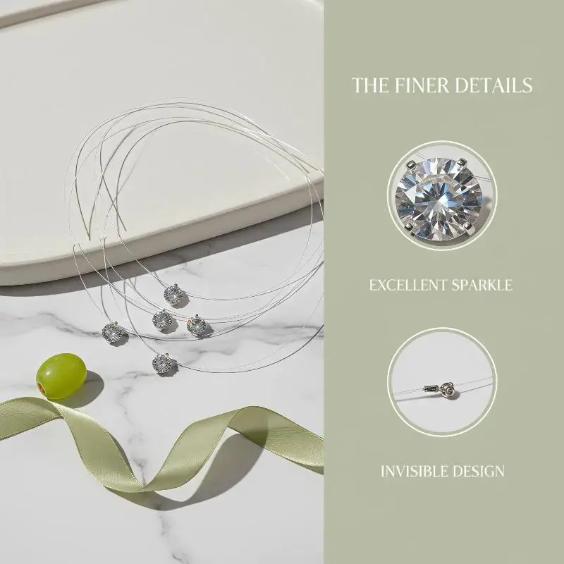 New Fashion Invisible Fish Line Choker Tiny Butterfly Crystal Zircon Pendant Necklace Adjustable Clavicle Chain for Girls