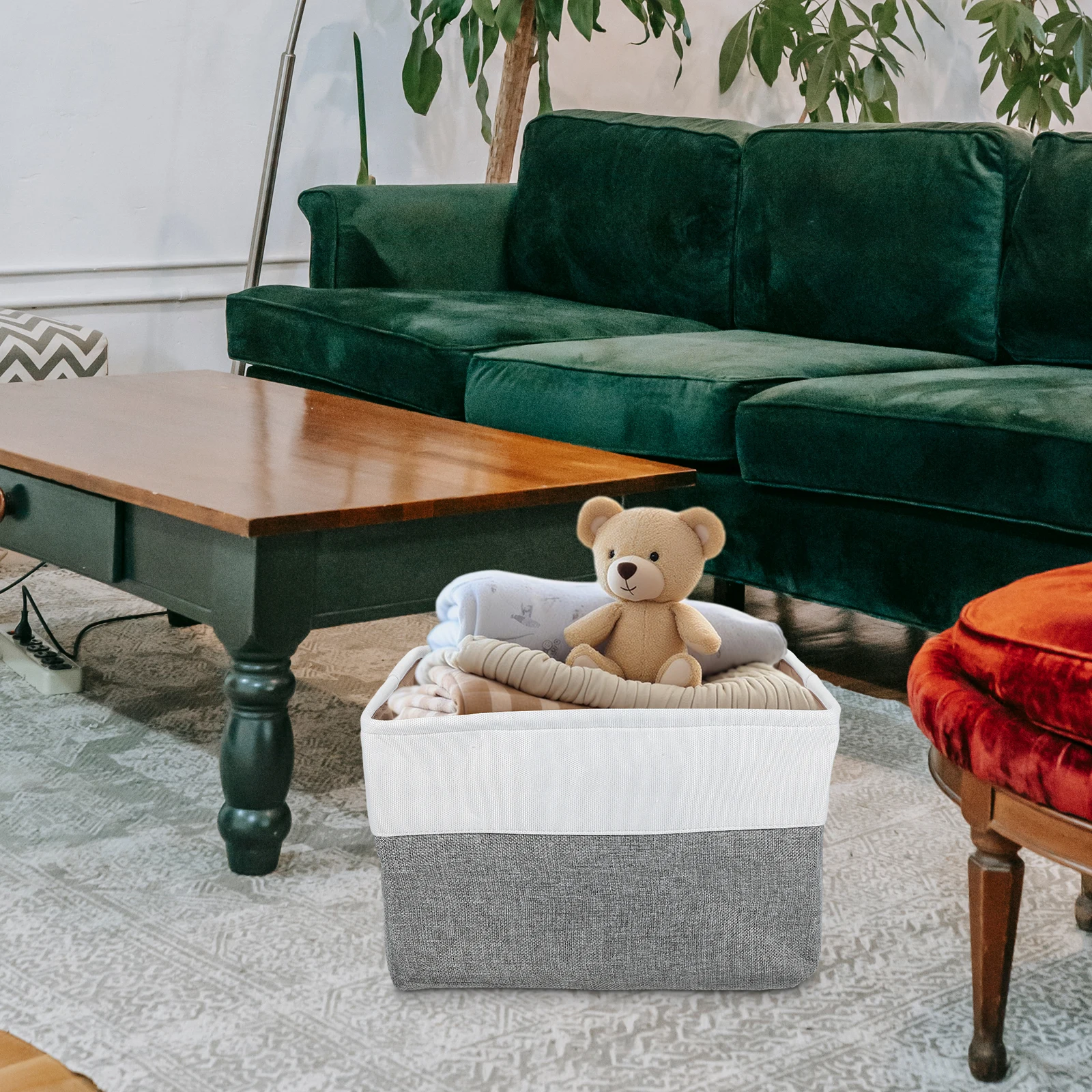 

Cotton Storage Basket Home Bedroom Kitchen Bathroom Organizer Sundries Holder Fabric Bin Decorative Storage Container