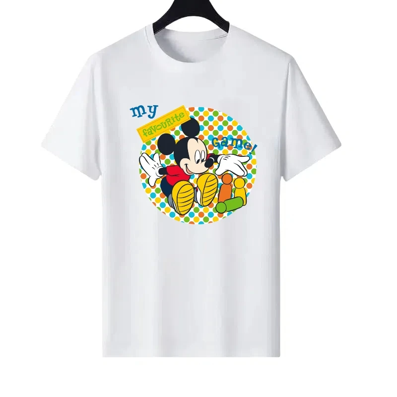 

Disney Mickey Mouse Pattern Woman Cartoon Parent-child Clothing Loose Tops Ladies Cheap Short Sleeves T-Shirt Men Sweatshirts