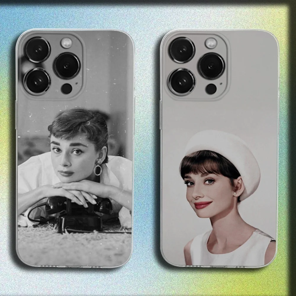 

A-Audrey Hepburn Breakfast Tiffanys Phone Case For iPhone 16,15,14,13,12,11 Plus,Pro,Max,XR,XS,Plus,SE,Mini Transparent Cover