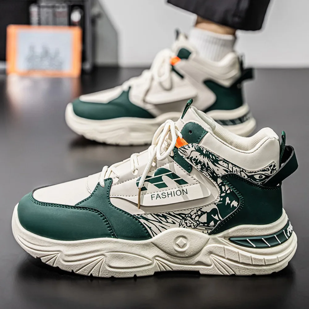 Trend Men's Sports Shoes Breathable Men's Casual Shoes Lightweight Versatile High Top Shoes Comfortable Wear-resistant Sneakers