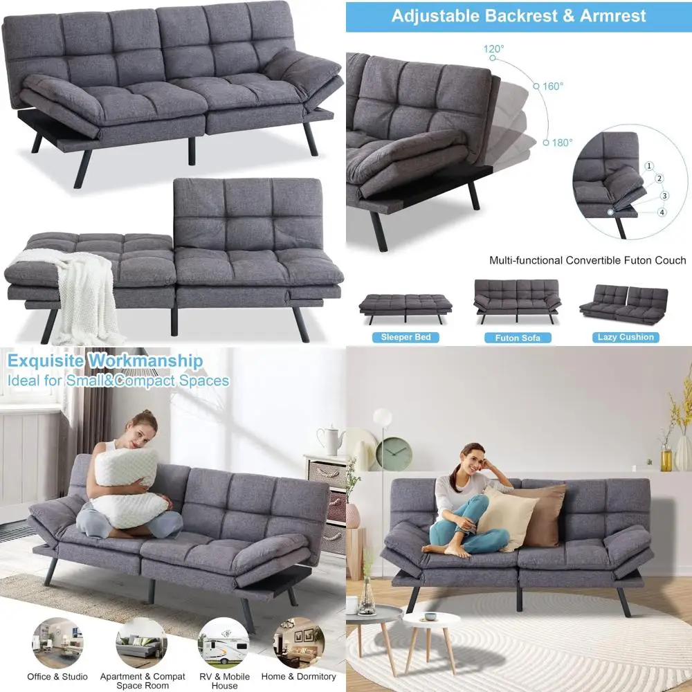 

Modern Convertible Sleeper Sofa Bed with Memory Foam, Compact Futon Sofa, Breathable Fabric, 71 x 33 x 32