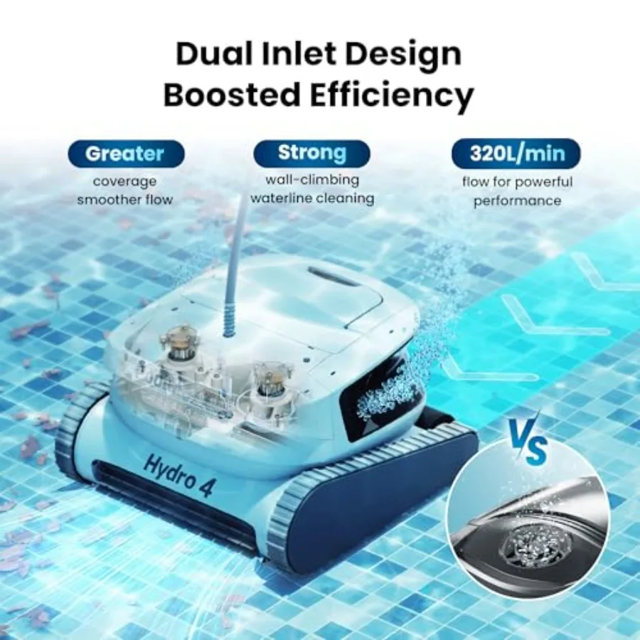 Hydro 4 Inground Pool Vacuum Cleaner for residential pools PVC and stainless steel construction gray and blue 50ft corded, smar