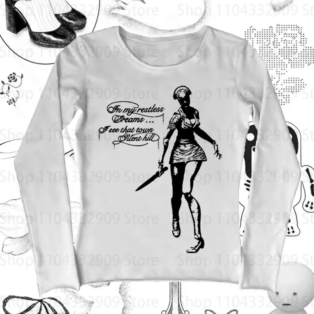 Camisetas de manga larga Punk con patrón gótico Y2k, ropa ajustada de Hada Harajuku de los años 90, camisetas de manga larga con estampado Retro estético para Otoño e Invierno