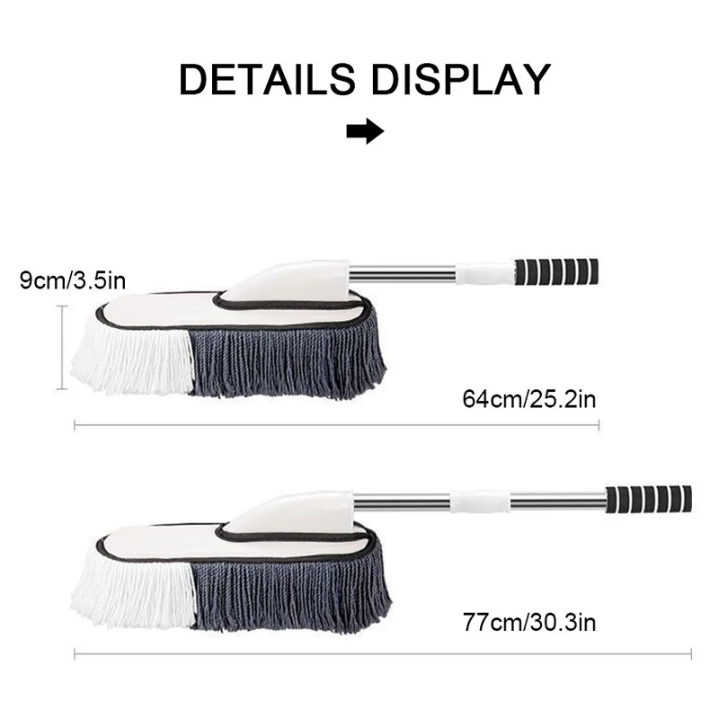 SEAMETAL Microfiber Car Cleaning Brush Set Telescopic Long Handle Dust Removal Mop Bristles Car Wash Brush Storage Box Kits