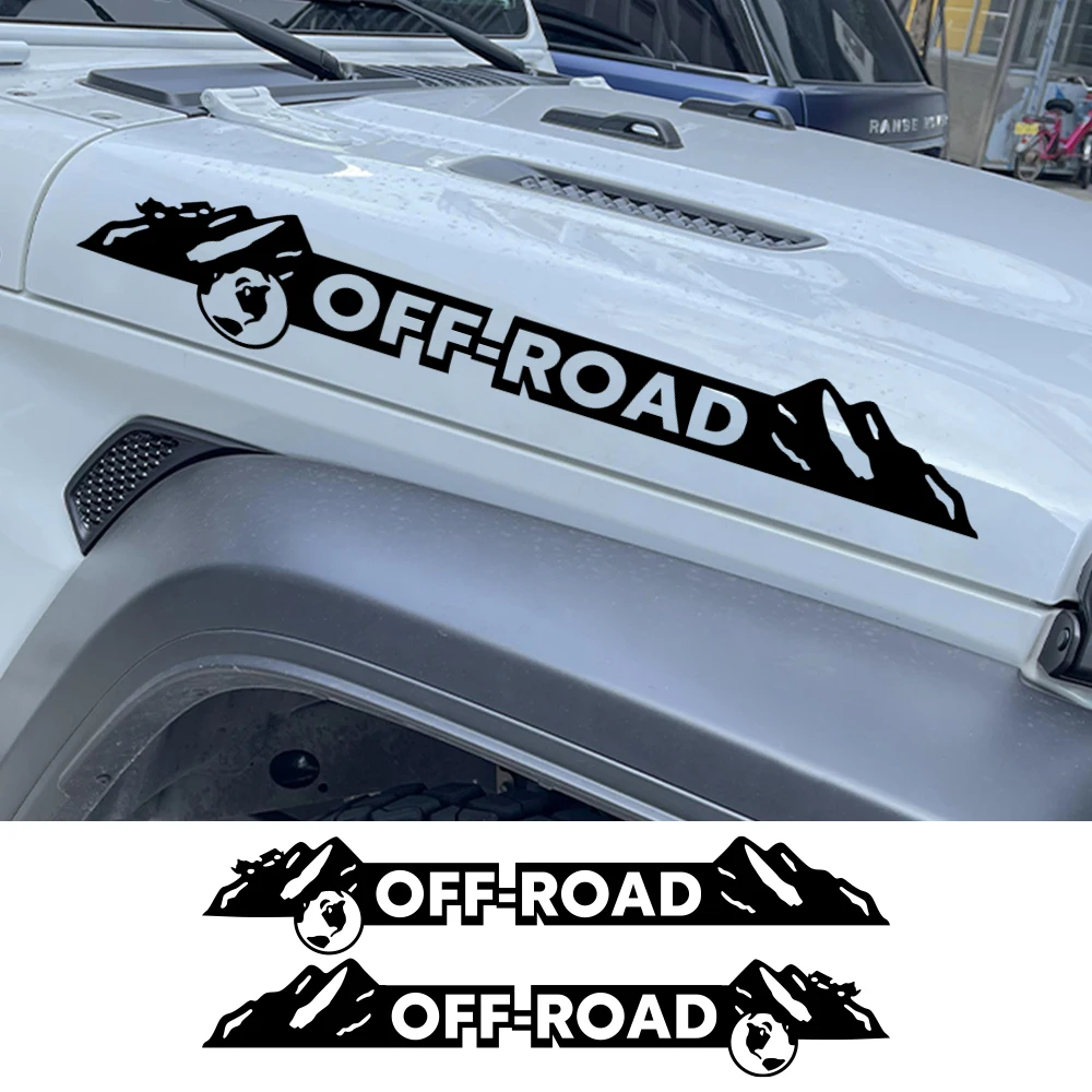 For Jeep Wrangler JK JL TJ YJ Car Hood Cover Side Stickers World Map Mountain Off Road Graphics Vinyl Decals Auto Accessories