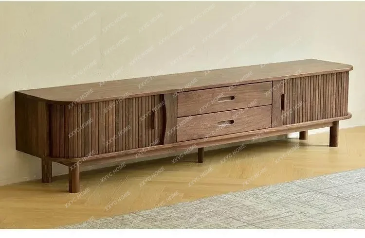 X32 Sliding Rolling Shutter Door TV Cabinet Simple Modern Storage Light Luxury Solid Wood Storage Cabinet Household