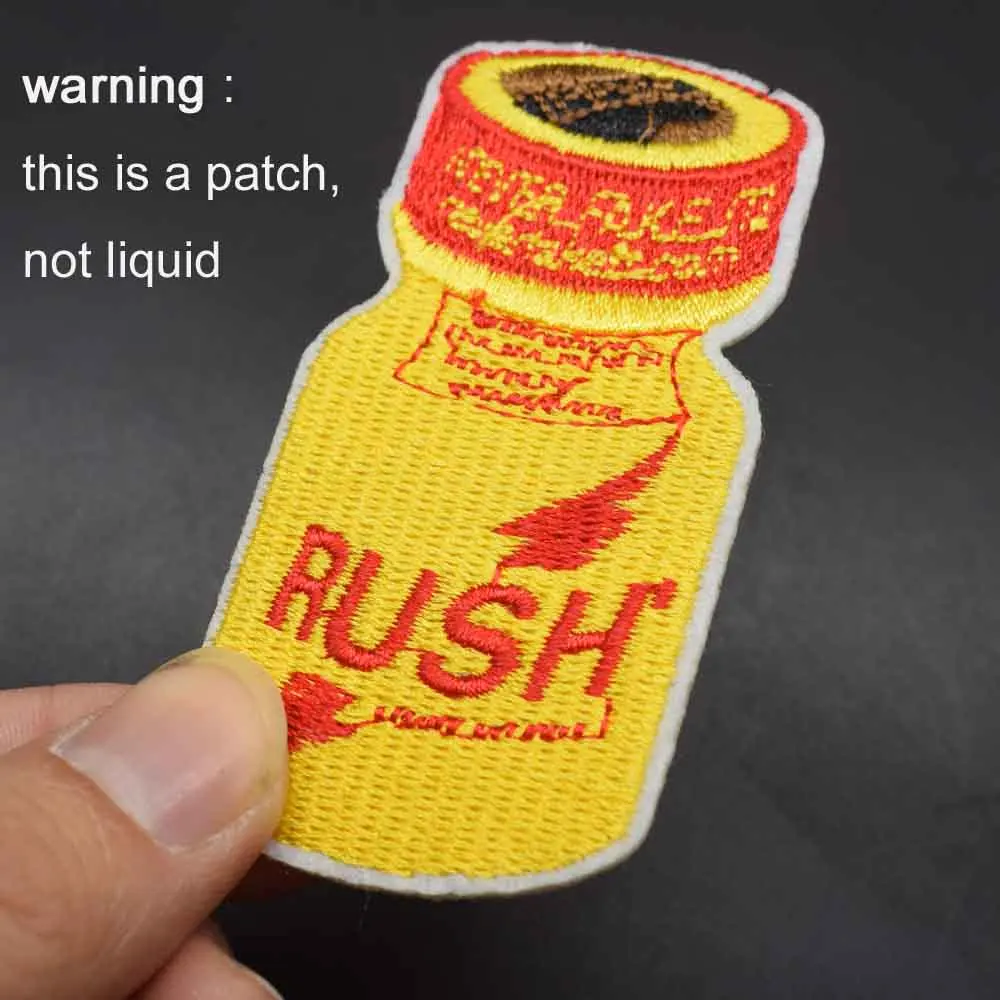 Rush Patch Yellow Red Word Iron On Embroidered Clothes Patches For Clothing Stickers Garment Wholesale